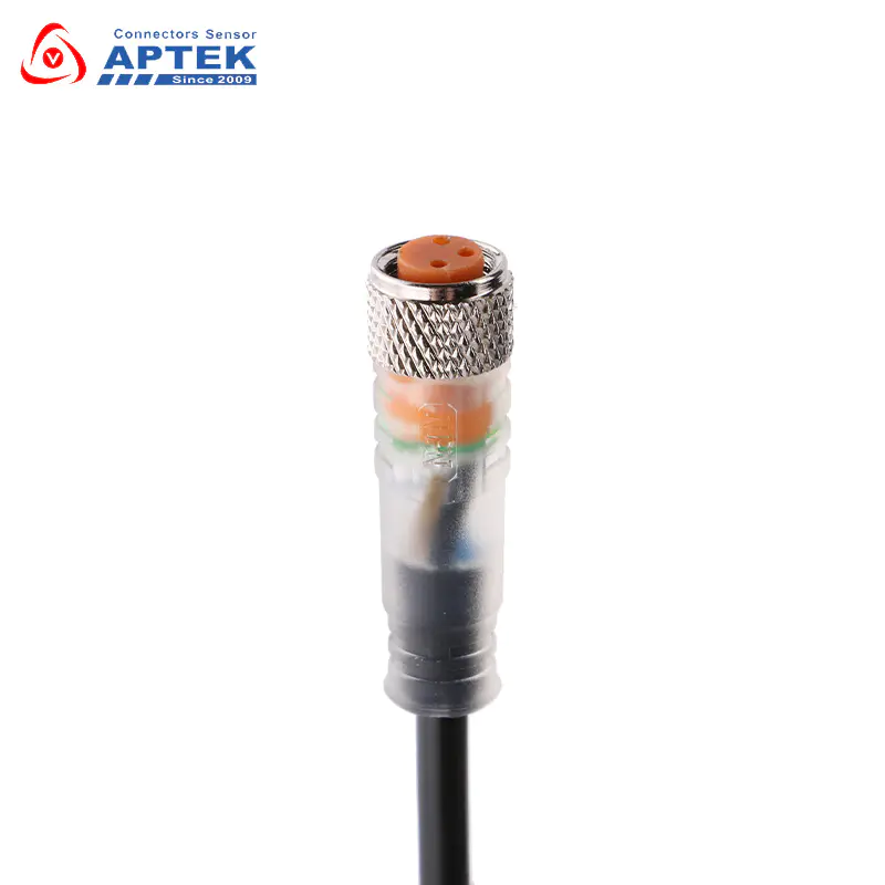 M8 Circular Female Molded Cable with LED Display