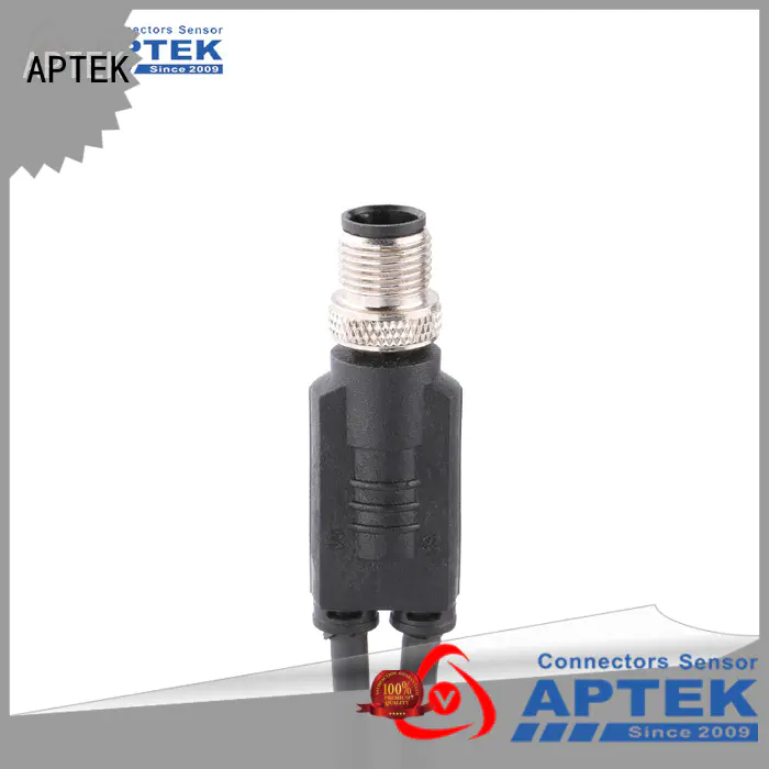 APTEK female m12 right angle connector with pcb contacts for packaging machine