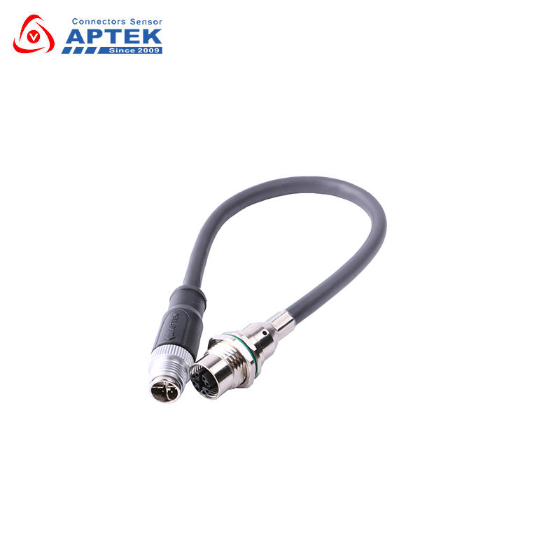 EN45545 EtherNet Cable - M12 X-Code 8Pin Male Pre-molded Connector to Female Panel mount connector