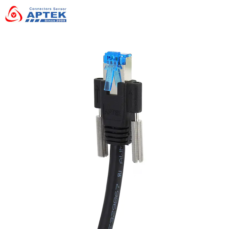 Ethernet Patch Cables, double ended RJ45 8P8C male plug with locking screw on one end
